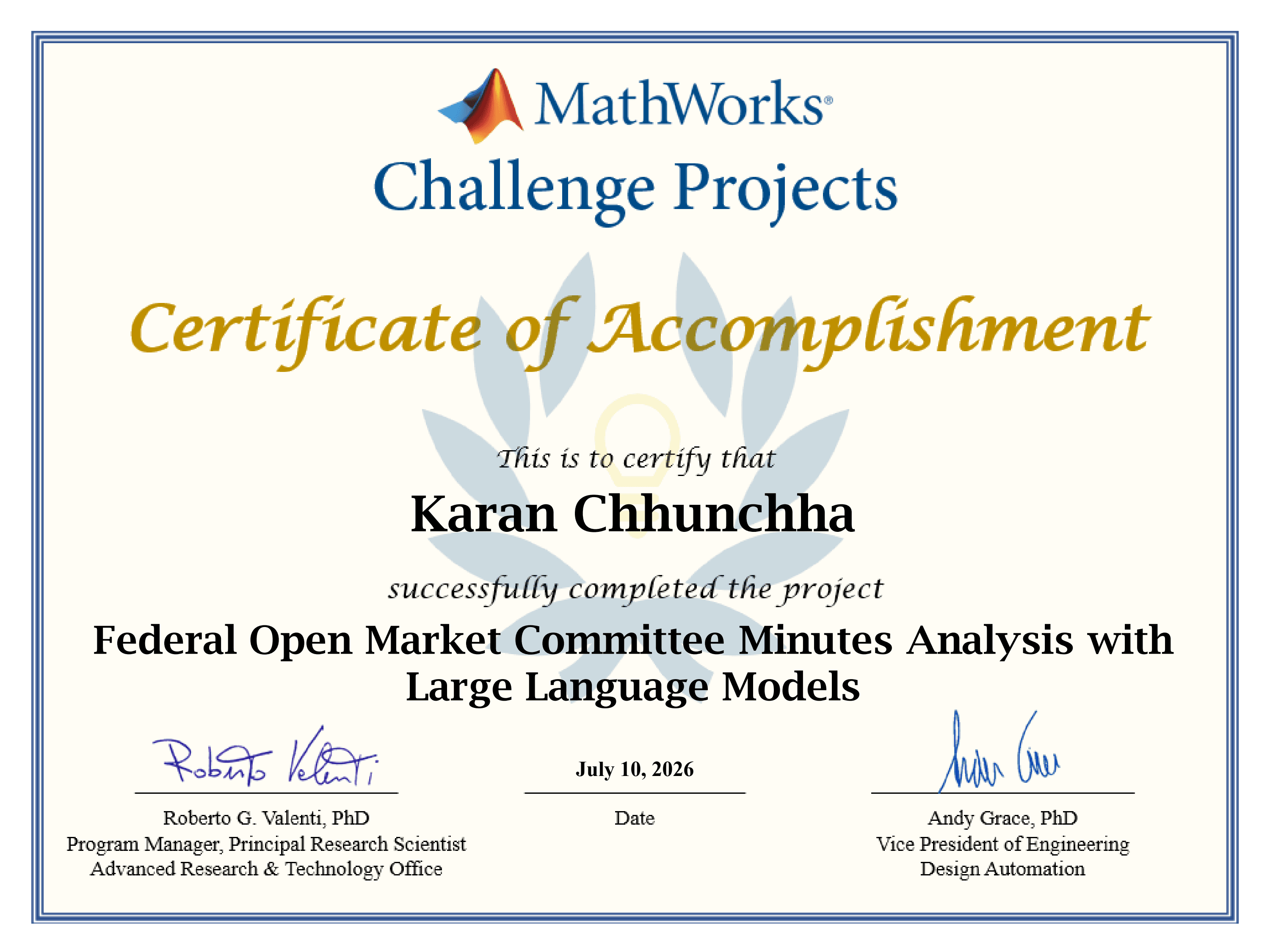 FOMC AI Analyzer Certificate